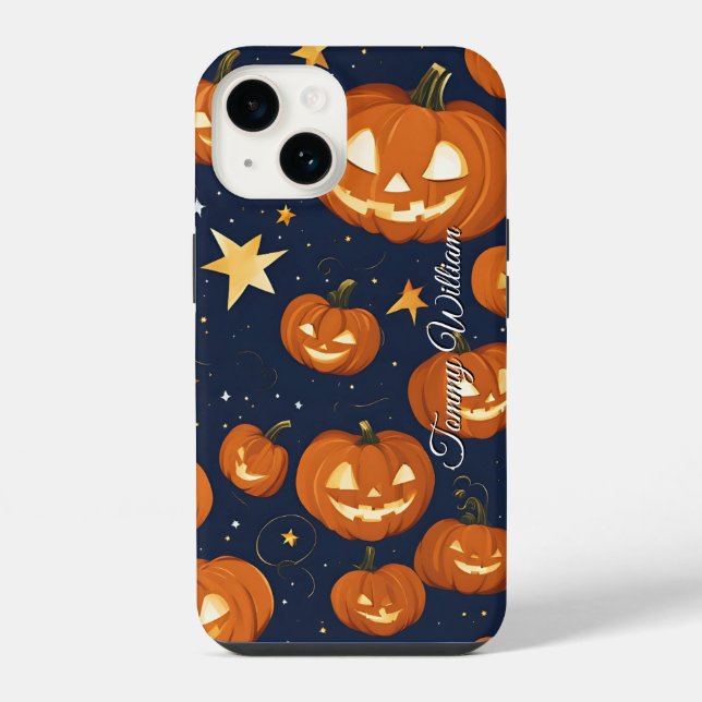 Cute Smiling Pumpkins For Halloween iPhone Case (Back)
