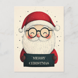 Cute Smiling Santa with a Heart Warming Message Holiday Postcard