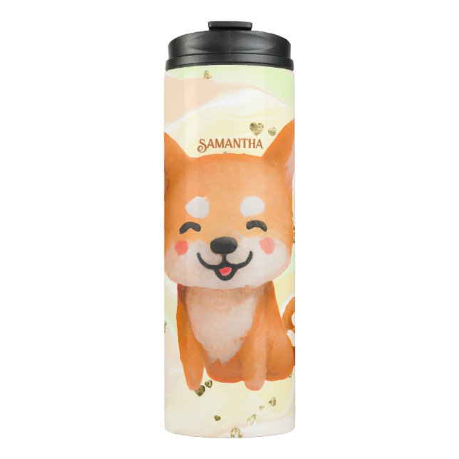 Cute Smiling Shiba Inu Thermal Tumbler (Front)