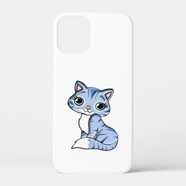 CUTE SMILING SKY BLUE KITTEN WITH BLUE EYES. Case-Mate iPhone CASE (Back)