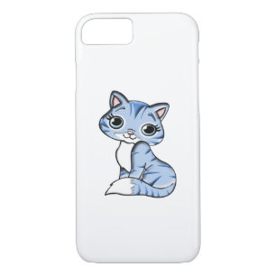 CUTE SMILING SKY BLUE KITTEN WITH BLUE EYES. Case-Mate iPhone CASE