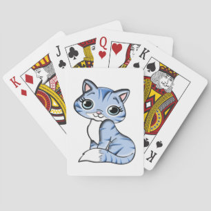 CUTE SMILING SKY BLUE KITTEN WITH BLUE EYES. PLAYING CARDS