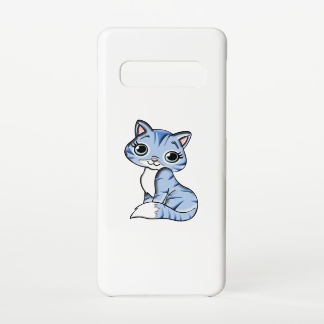CUTE SMILING SKY BLUE KITTEN WITH BLUE EYES. SAMSUNG GALAXY CASE (Back)