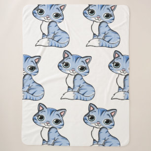 CUTE SMILING SKY BLUE KITTEN WITH BLUE EYES. SHERPA BLANKET