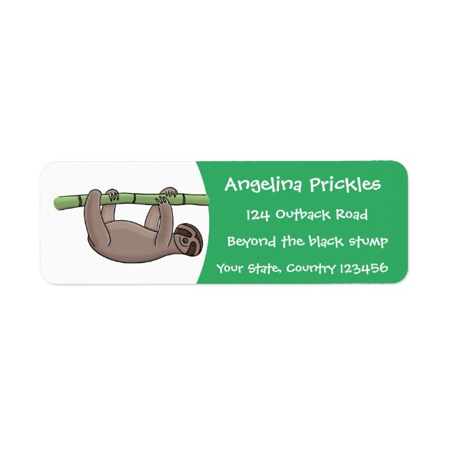 Cute smiling sloth on bamboo cartoon illustration (Front)