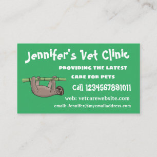 Cute smiling sloth on bamboo cartoon illustration business card