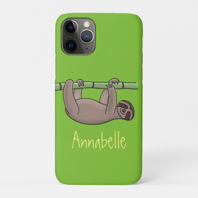 Cute smiling sloth on bamboo cartoon illustration Case-Mate iPhone case (Back)