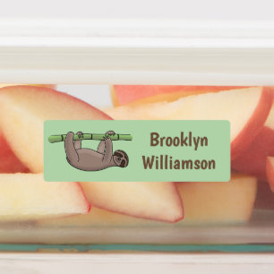 Cute smiling sloth on bamboo cartoon personalized 