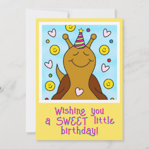 Cute Smiling Snail Sweet Little Birthday Card