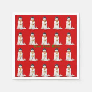Cute smiling snowman for christmas napkin