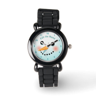 Cute Smiling Snowman With Carrot Nose Watch