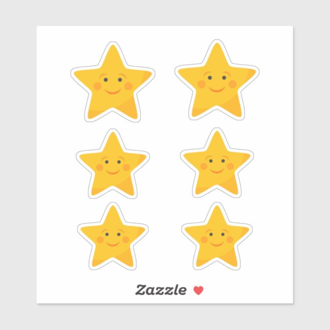 Cute smiling stars Custom-Cut Vinyl Stickers (Sheet)