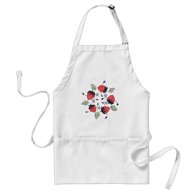 Cute Smiling Strawberry Characters Fun Cartoon Standard Apron (Front)