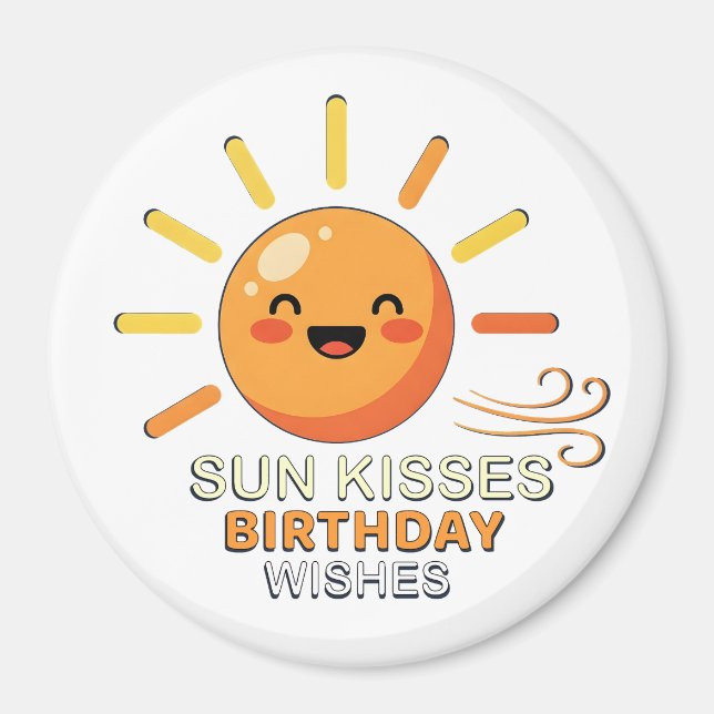 Cute Smiling Sun Birthday Wishes Fridge Magnet (Devant)