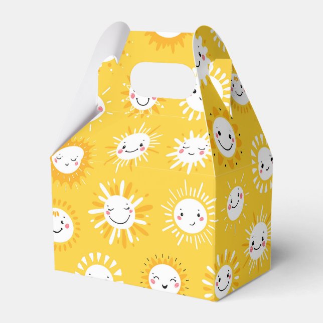 Cute smiling sun cartoon art favor box (Front Side)