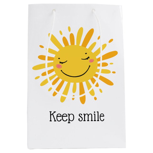 Cute smiling sun cartoon art medium gift bag (Front)