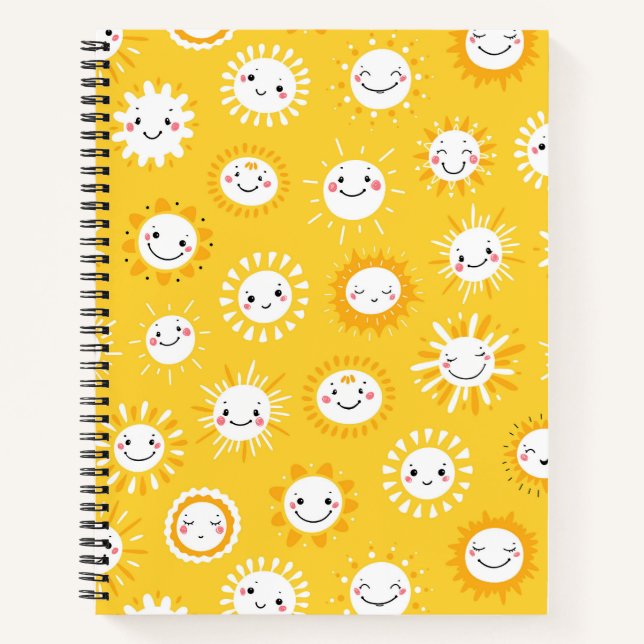 Cute smiling sun cartoon art notebook (Front)