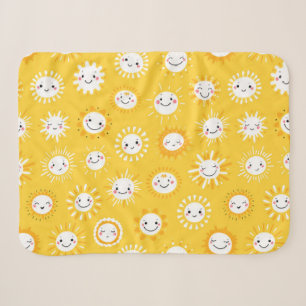 Cute smiling sun cartoon art sherpa blanket