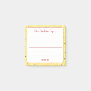 Cute Smiling Sunshines With Hearts Teacher Name Post-it Notes
