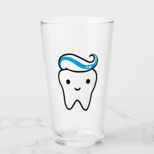 Cute Smiling Tooth with Toothpaste Glass