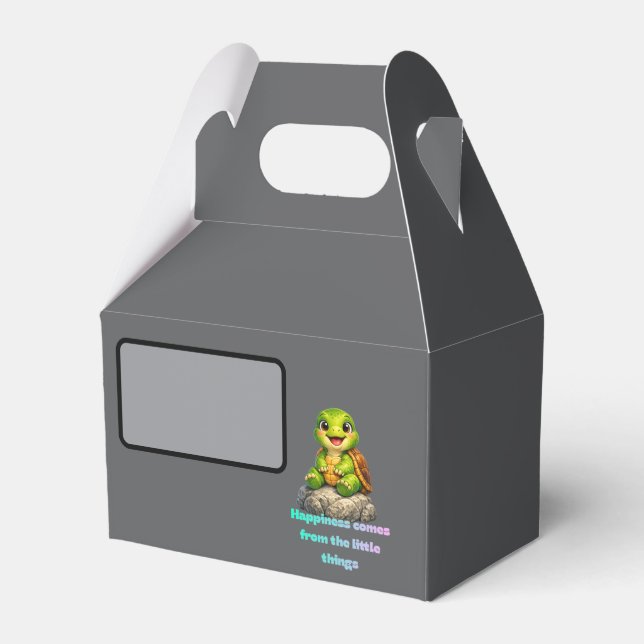 Cute Smiling Turtle Inspirational Quote Design Favor Box (Front Side)