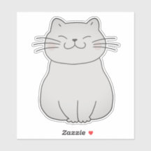 Cute Smiling White Cat Drawing Cartoon