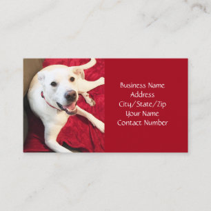 Cute Smiling White Puppy Dog Red Christmas Business Card