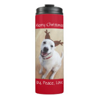 Cute Smiling White Reindeer Puppy Dog Christma