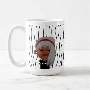 Cute Smirking Woman Striped Mug. Choose Your Look! Coffee Mug