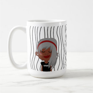 Cute Smirking Woman Striped Mug. Choose Your Look! Coffee Mug