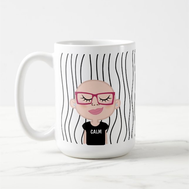 Cute Smirking Woman Striped Mug. Choose Your Look! Coffee Mug (Left)