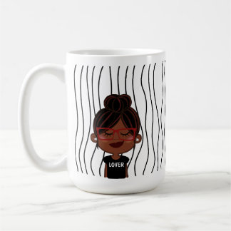 Cute Smirking Woman Striped Mug. Choose Your Look! Coffee Mug