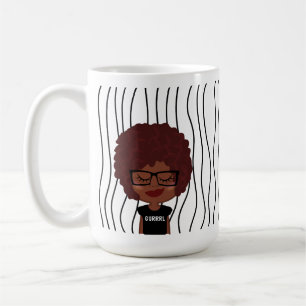 Cute Smirking Woman Striped Mug. Choose Your Look! Coffee Mug