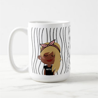 Cute Smirking Woman Striped Mug. Choose Your Look! Coffee Mug