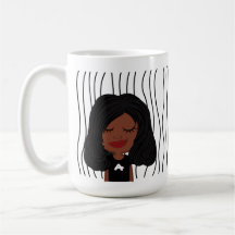 Cute Smirking Woman Striped Mug. Choose Your Look