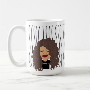 Cute Smirking Woman Striped Mug. Choose Your Look! Coffee Mug