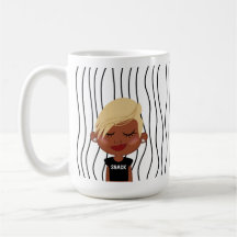 Cute Smirking Woman Striped Mug. Choose Your Look!
