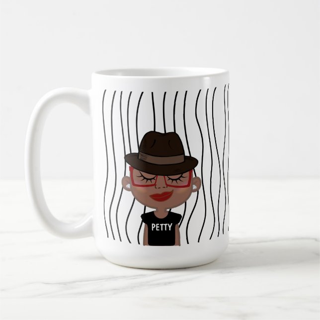 Cute Smirking Woman Striped Mug. Choose Your Look! Coffee Mug (Left)