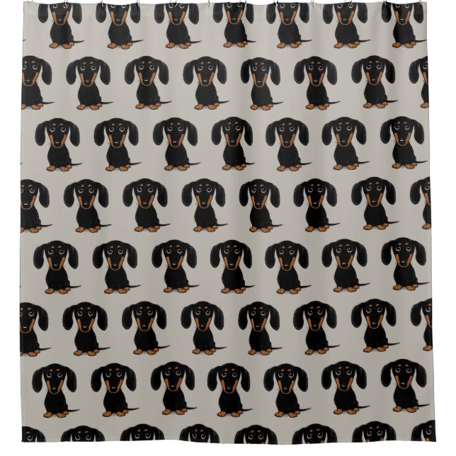 Cute Smooth Coated Black and Tan Dachshund Pattern (Front)