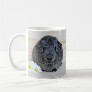Cute Smooth, Silver Agouti Guinea Pig and Daisies Coffee Mug