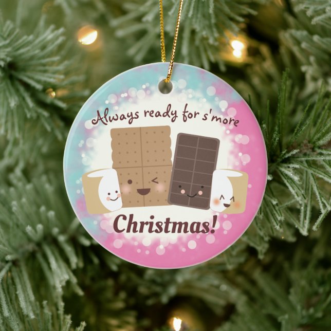 Cute smores baking bakery sweets Christmas Ceramic Ornament (Tree)