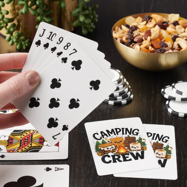 Cute S'mores Campfire Camping Squad Outdoor Playing Cards (In Situ)