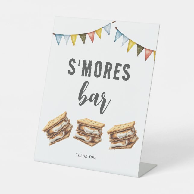 Cute Smores Camping Rustic Birthday Custom Sign (Front)