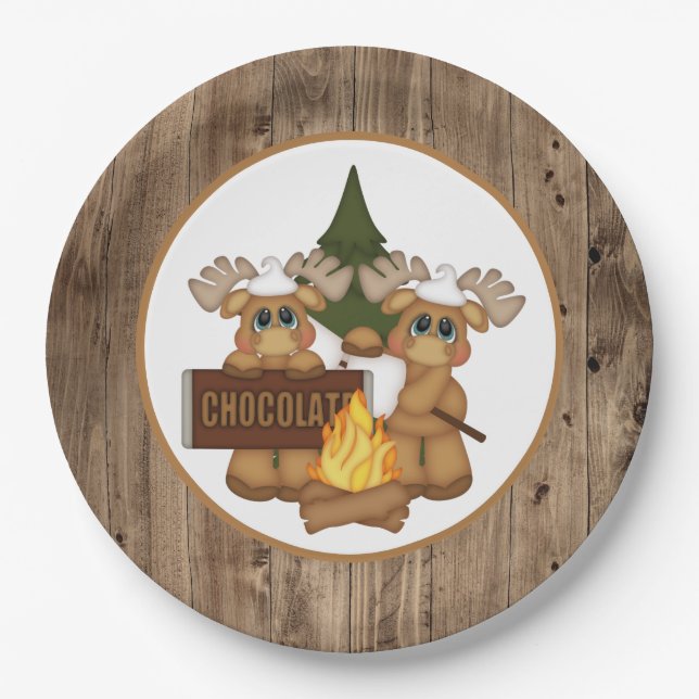 Cute smores party paper plate (Front)