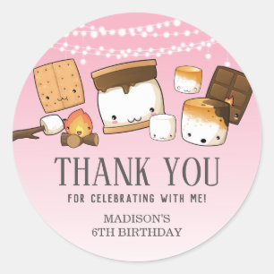 Cute S'mores Smore Birthday Party Thank You Favour Classic Round Sticker
