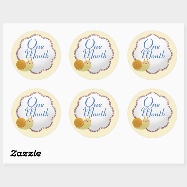 Cute Snail Baby Monthly Milestone Classic Round Sticker (Sheet)