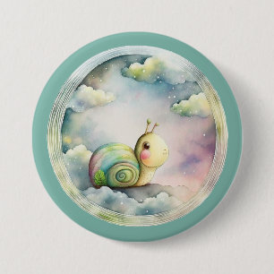 Cute snail, cartoon character, pet 3 inch round button