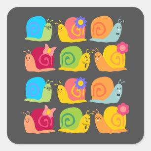 Cute snail children's design square sticker
