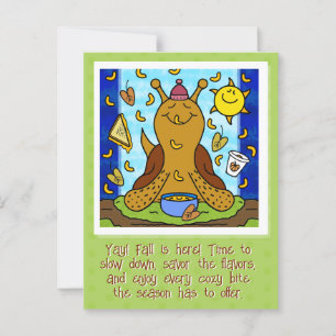 Cute Snail Comfort Food Happy Fall Equinox Postcard