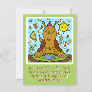Cute Snail Comfort Food Happy Fall  Postcard